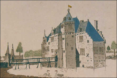 Prent van Kasteel van Tilburg tussen 1710 en 1735. Bron: Atlas Andries-Schoenmaker.