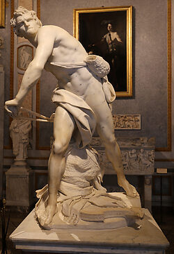 Sculptuur David van Bernini. Foto Sailko. Bron Wikimedia.